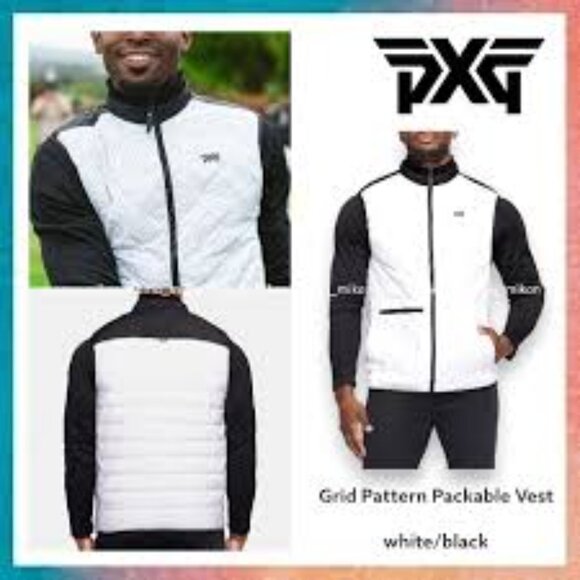 PXG Men's Grid Pattern Packable vest- white medium - Picture 1 of 8